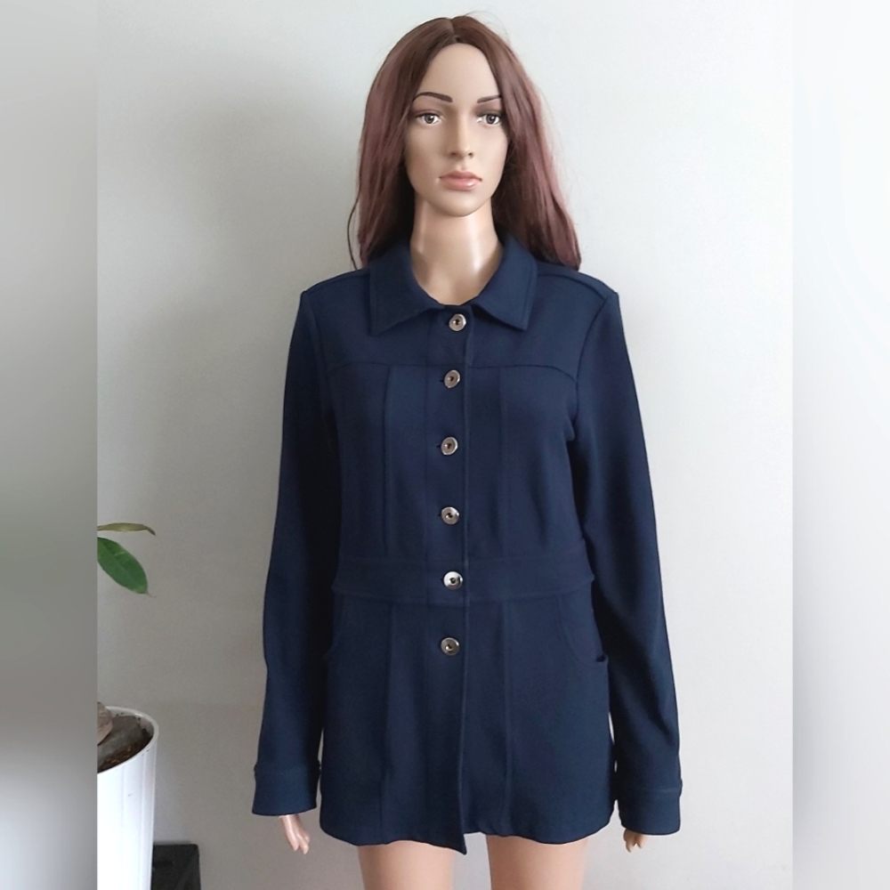 Vintage Appleseed's navy blue light pea coat jacket cotton blend